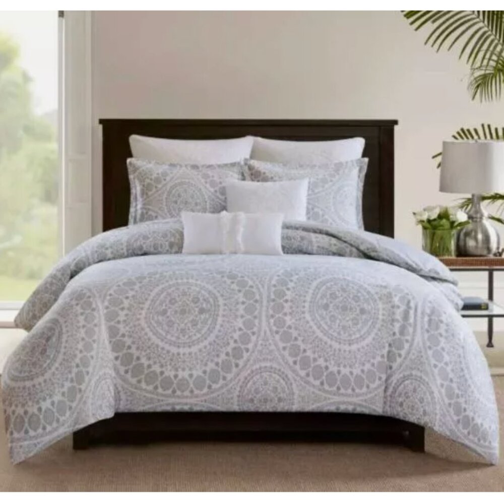 ECHO NEW YORK Marco Grey 100% Cotton Reversible TWIN Duvet Mini Set 2pc